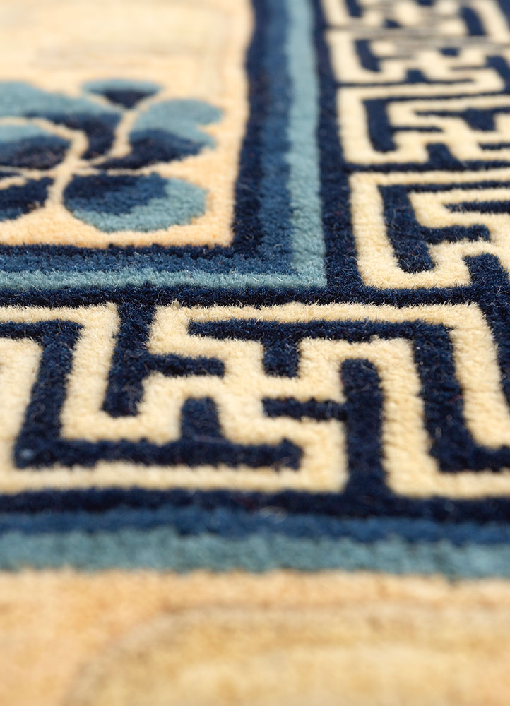 pechino beige and brown wool hand knotted Rug - CloseUp