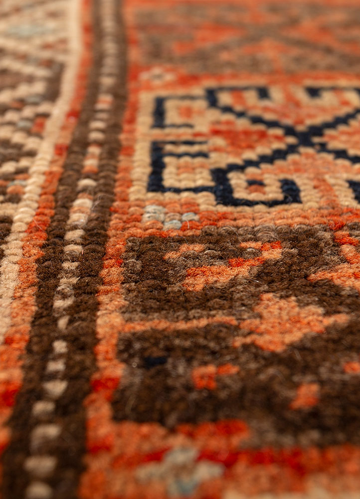 aalam blue wool hand knotted Rug - CloseUp