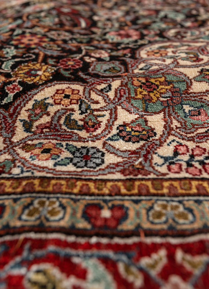 gulmarg blue silk hand knotted Rug - CloseUp