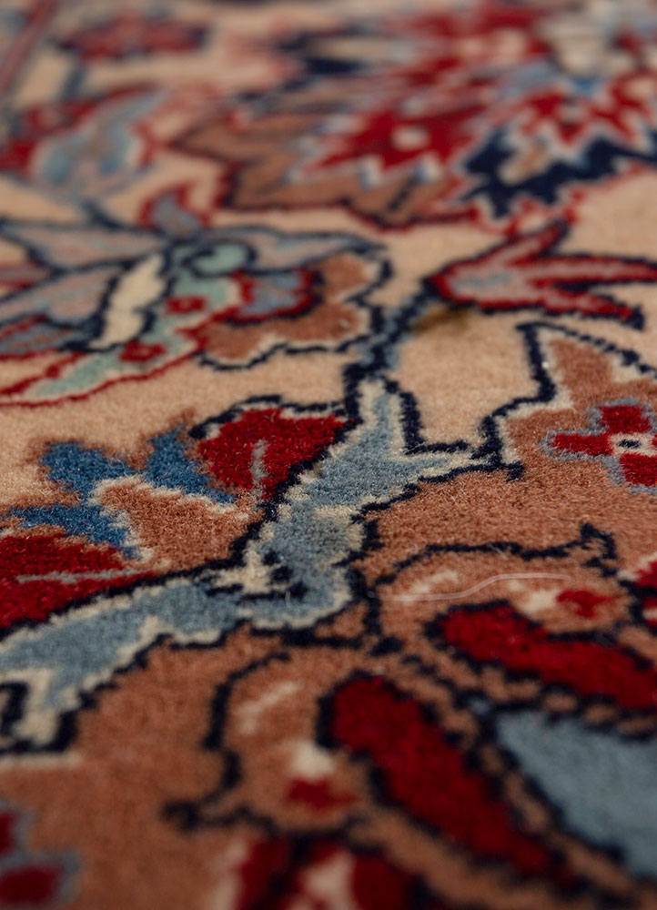 aalam blue wool hand knotted Rug - CloseUp