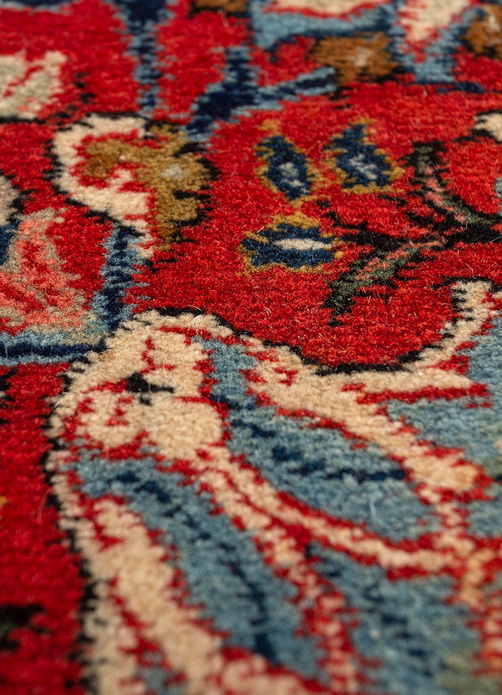 aalam blue wool hand knotted Rug - CloseUp