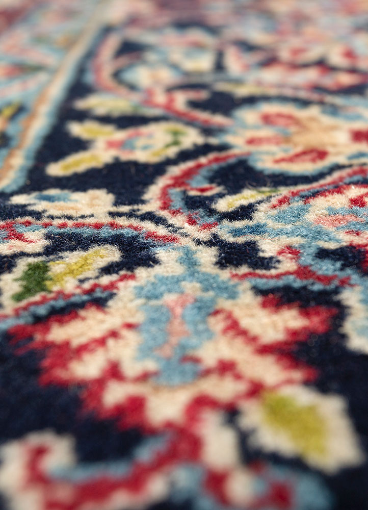 aalam red and orange wool hand knotted Rug - CloseUp
