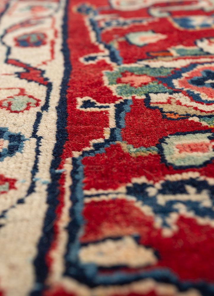 aalam blue wool hand knotted Rug - CloseUp
