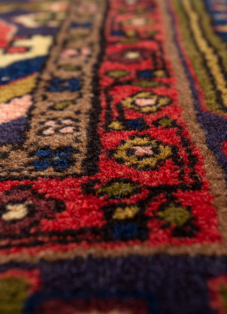 aalam red and orange wool hand knotted Rug - CloseUp