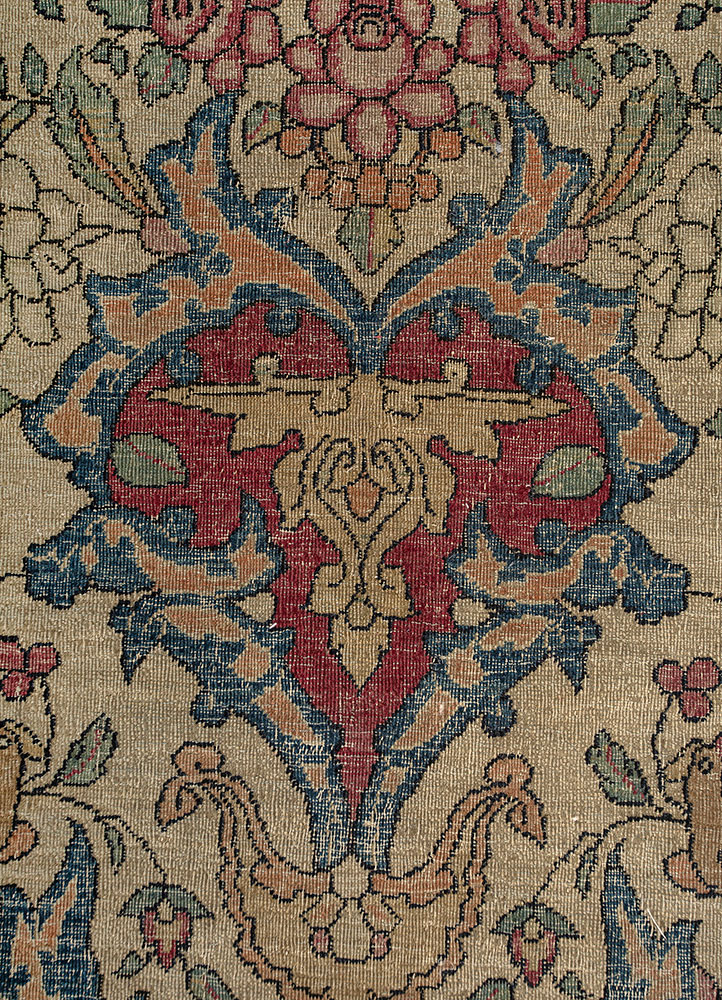 aalam red and orange wool hand knotted Rug - CloseUp
