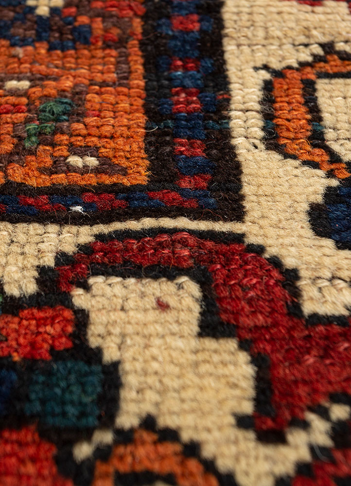 kiaan red and orange wool hand knotted Rug - CloseUp
