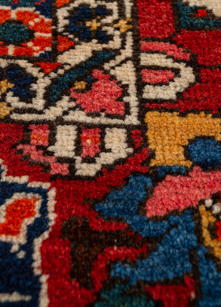 aalam blue wool hand knotted Rug - CloseUp