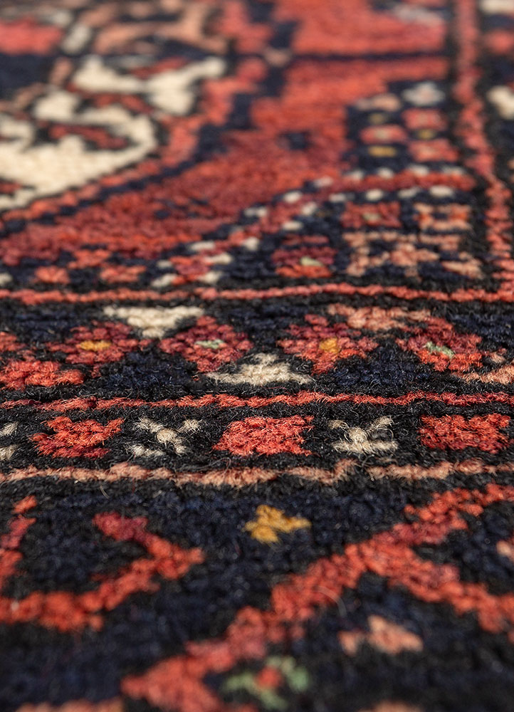 kiaan red and orange wool hand knotted Rug - CloseUp