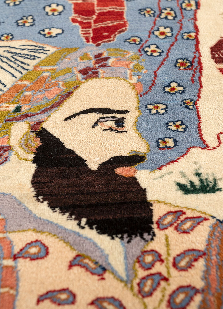 aalam red and orange wool hand knotted Rug - CloseUp