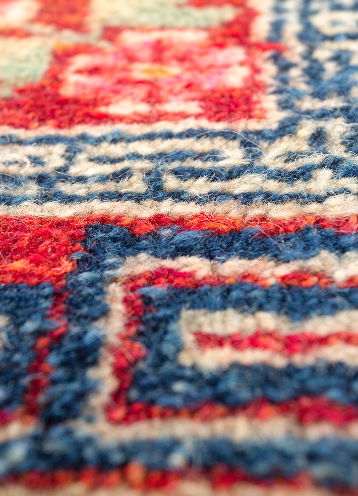 pechino red and orange wool hand knotted Rug - CloseUp
