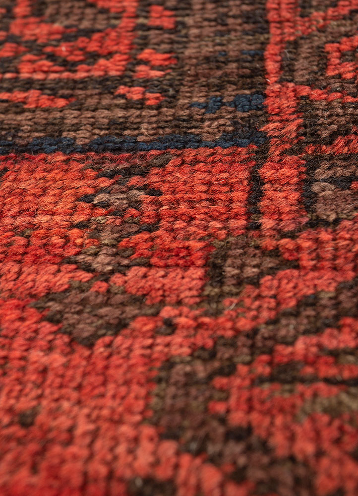 aalam red and orange wool flat weaves Rug - CloseUp
