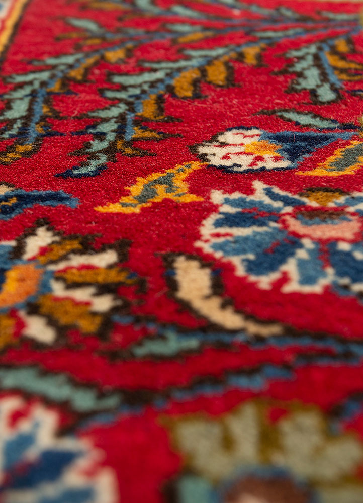 aalam blue wool hand knotted Rug - CloseUp