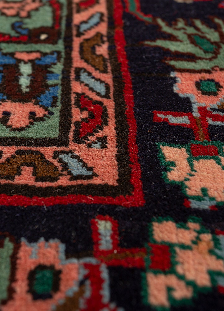 aalam red and orange wool hand knotted Rug - CloseUp