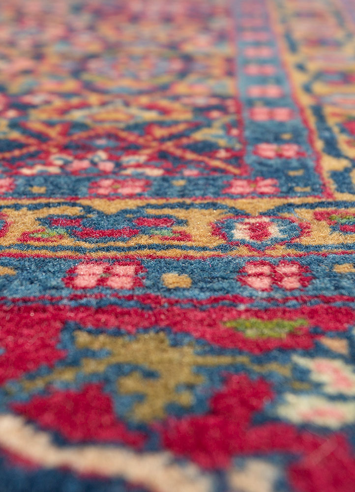 aalam blue wool hand knotted Rug - CloseUp