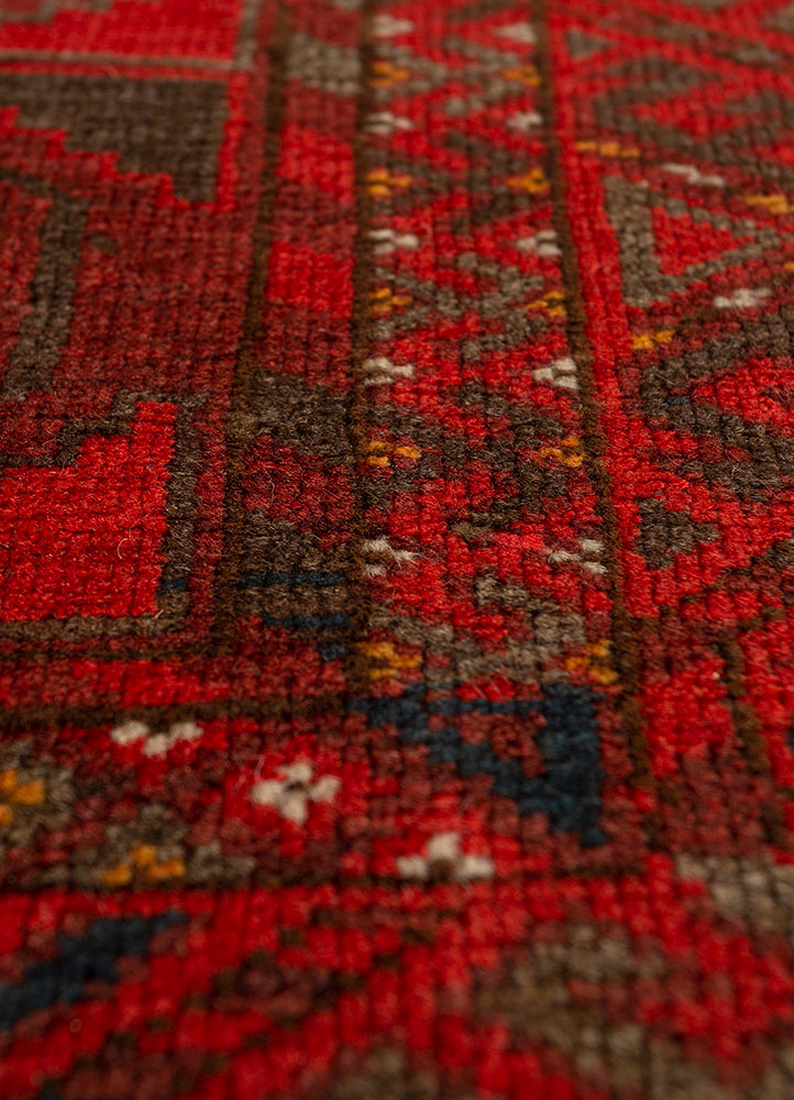 aalam red and orange wool flat weaves Rug - CloseUp