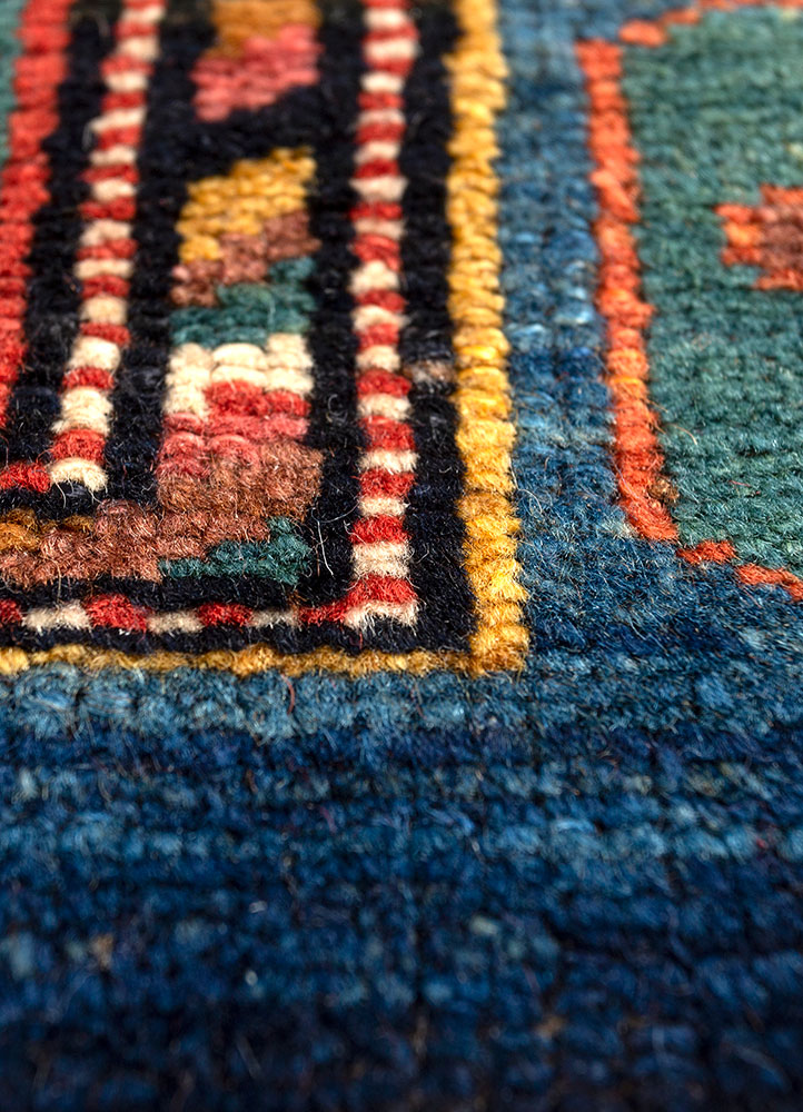kiaan red and orange wool hand knotted Rug - CloseUp