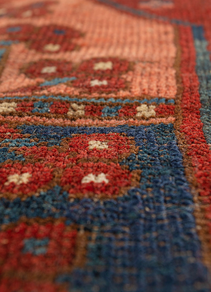 kiaan red and orange wool hand knotted Rug - CloseUp