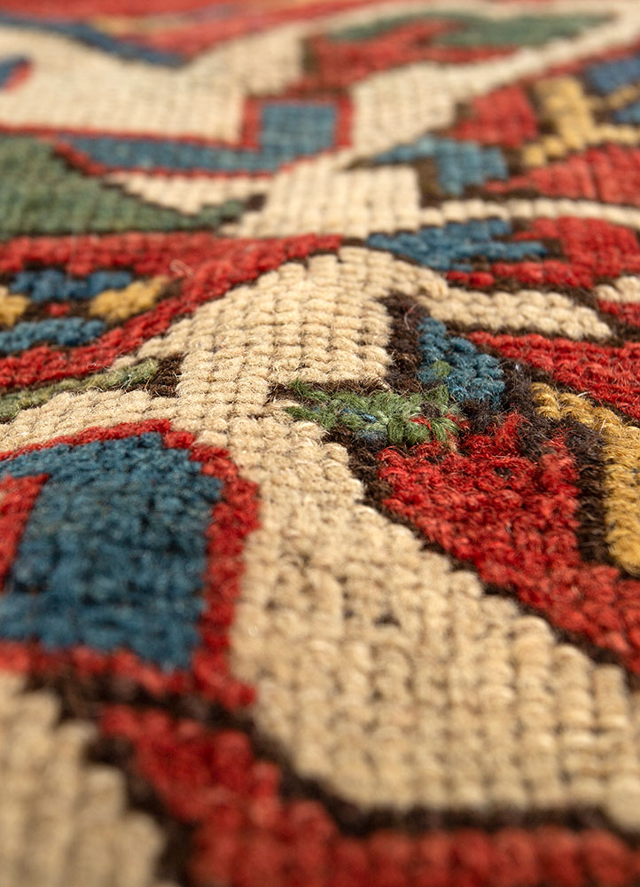 kiaan red and orange wool hand knotted Rug - CloseUp