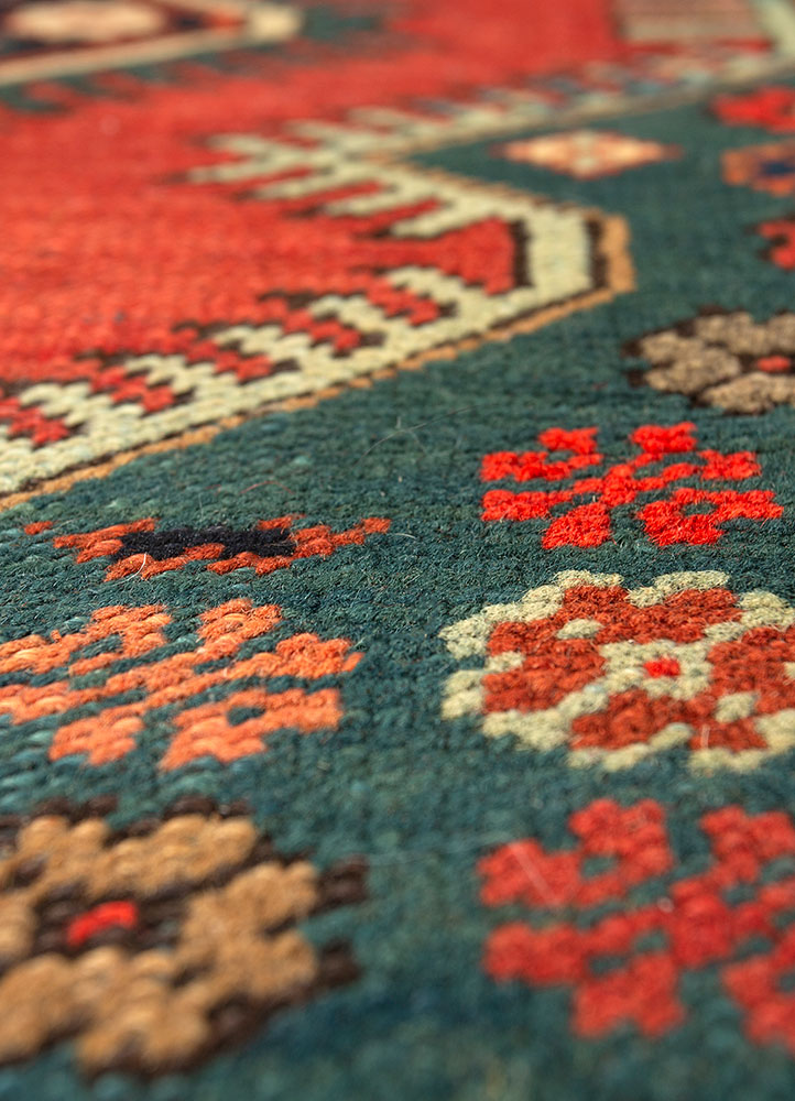 kiaan red and orange wool hand knotted Rug - CloseUp