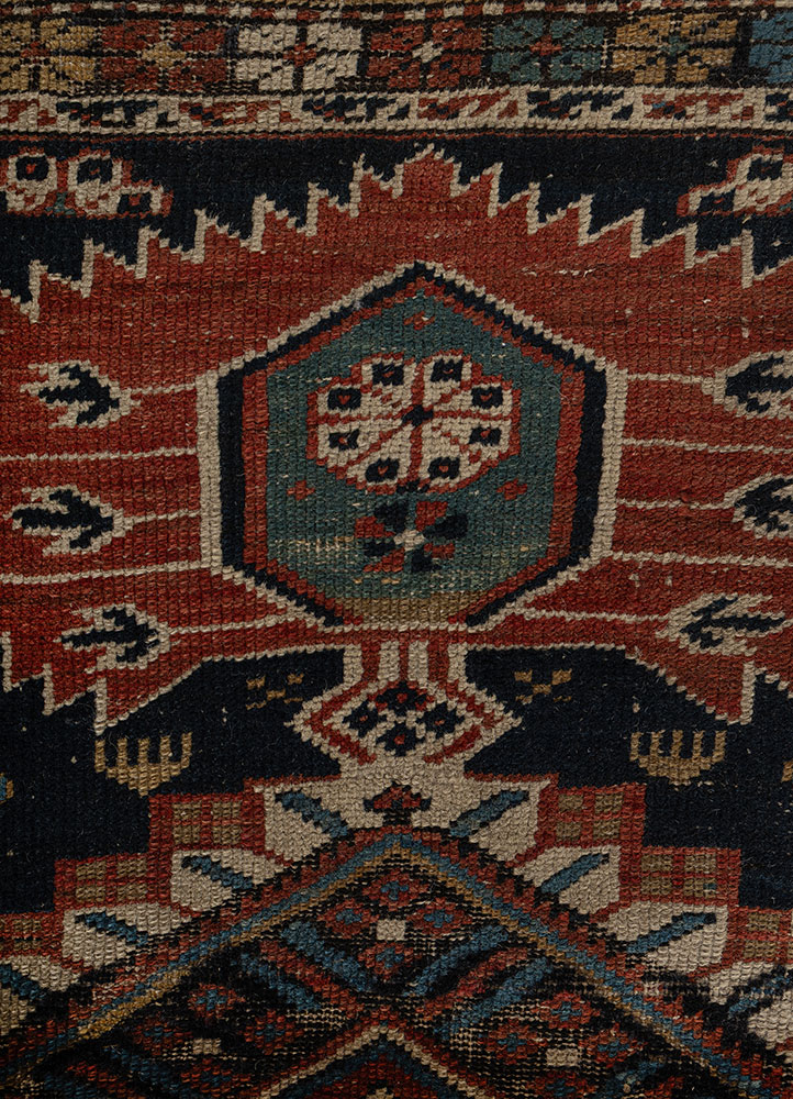 aalam blue wool flat weaves Rug - CloseUp