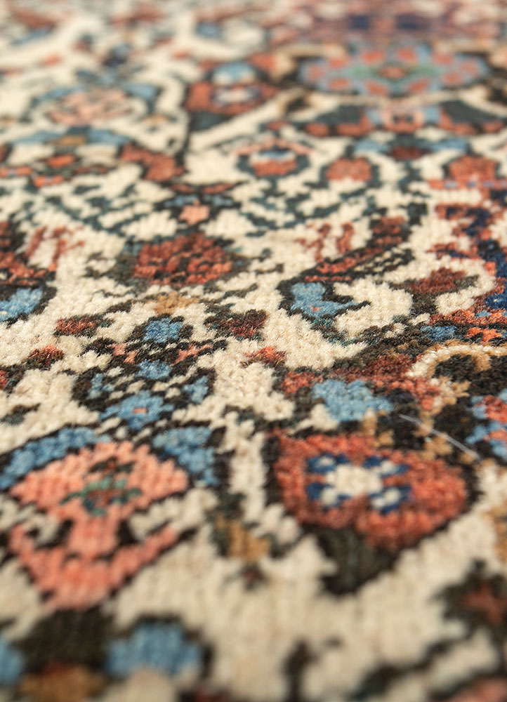 aalam ivory wool hand knotted Rug - CloseUp