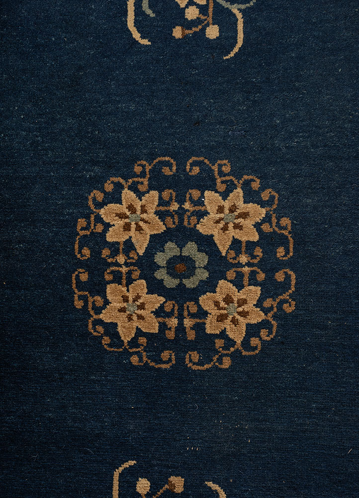 pechino blue wool hand knotted Rug - CloseUp