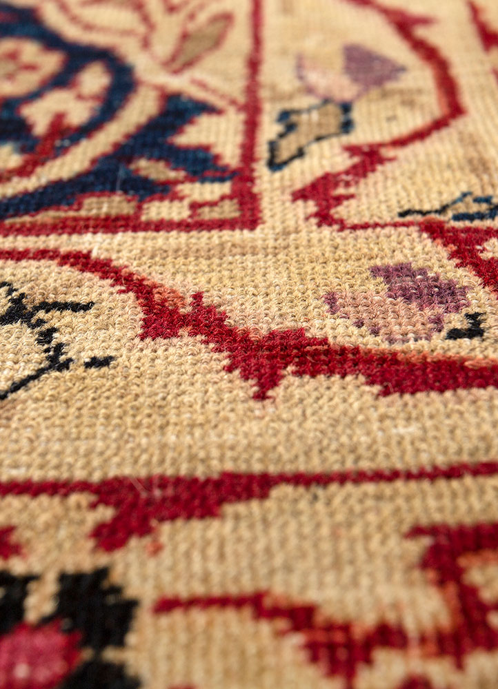 aalam blue wool hand knotted Rug - CloseUp