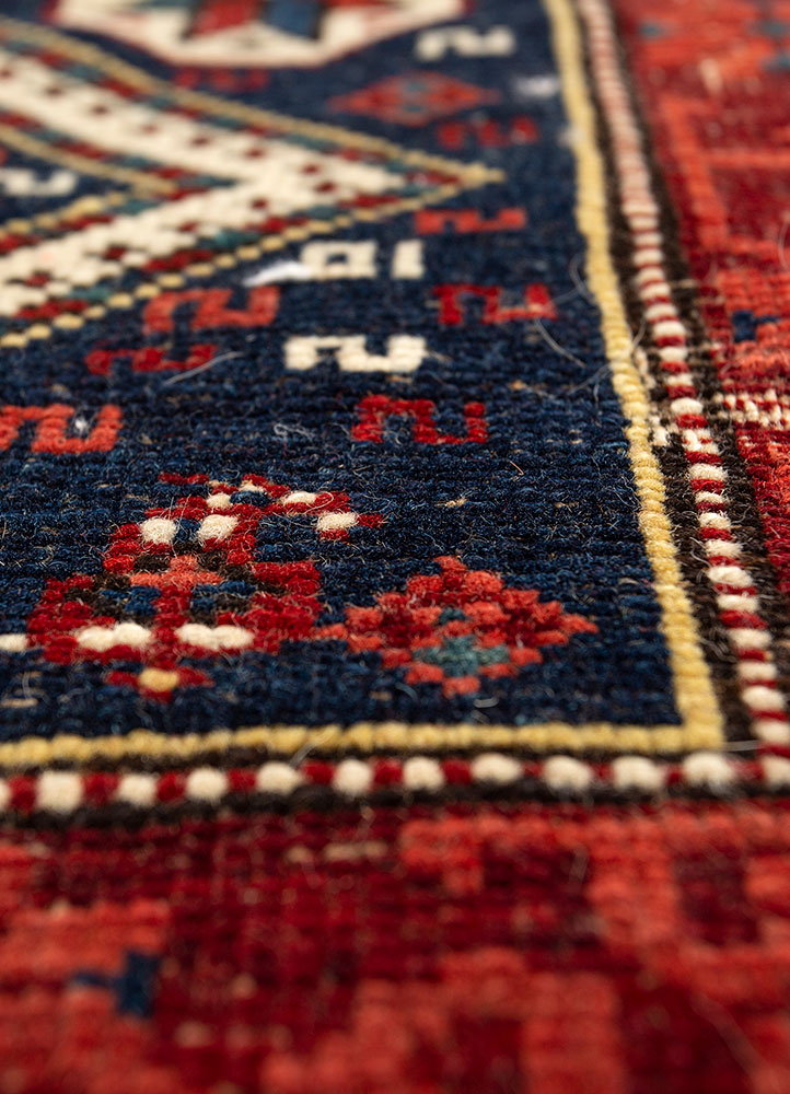 aalam blue wool flat weaves Rug - CloseUp