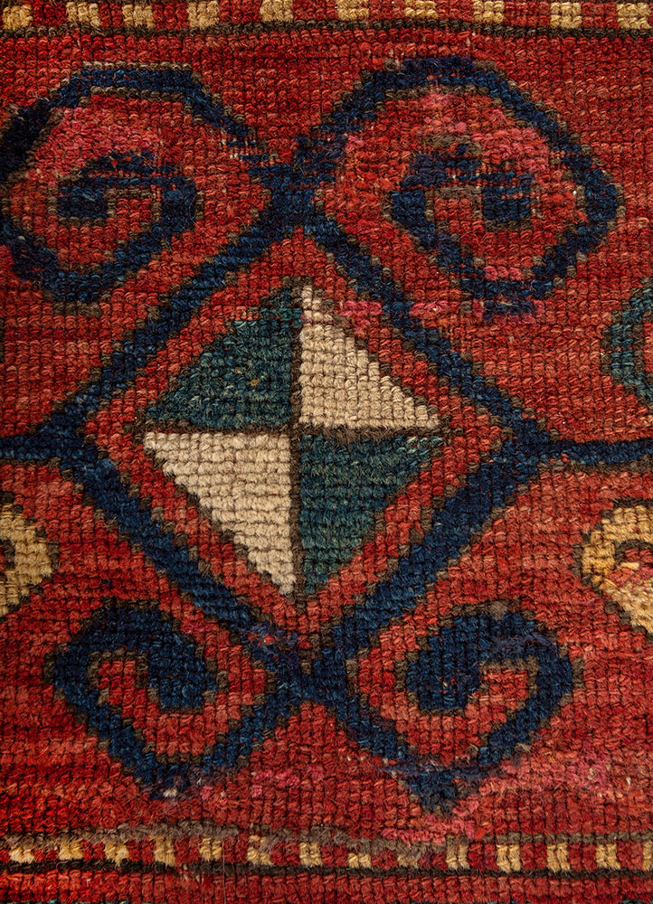 aalam red and orange wool flat weaves Rug - CloseUp