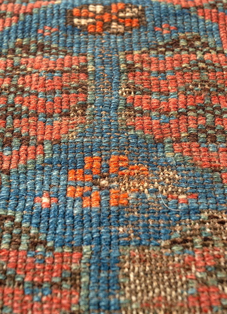 aalam blue wool flat weaves Rug - CloseUp
