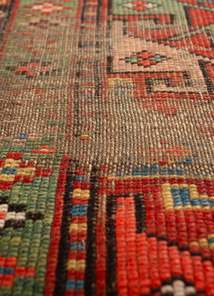 aalam red and orange wool flat weaves Rug - CloseUp