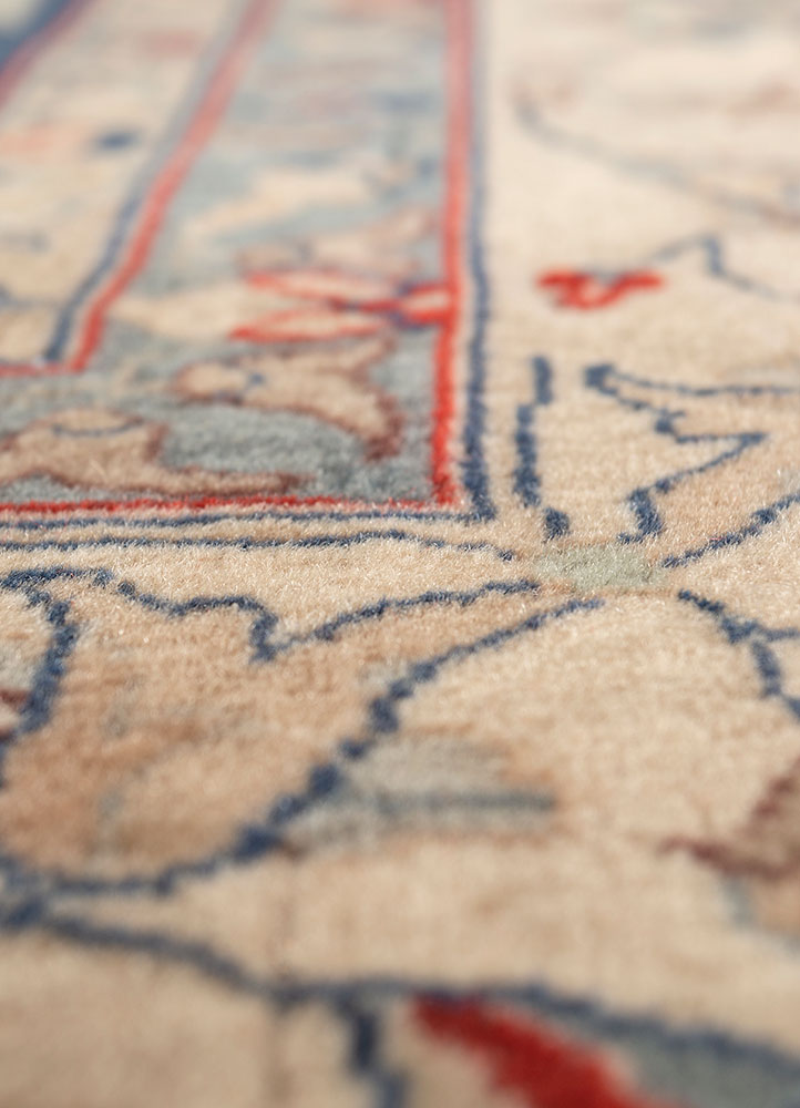 aalam blue wool hand knotted Rug - CloseUp