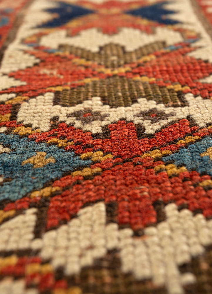 kiaan red and orange wool hand knotted Rug - CloseUp