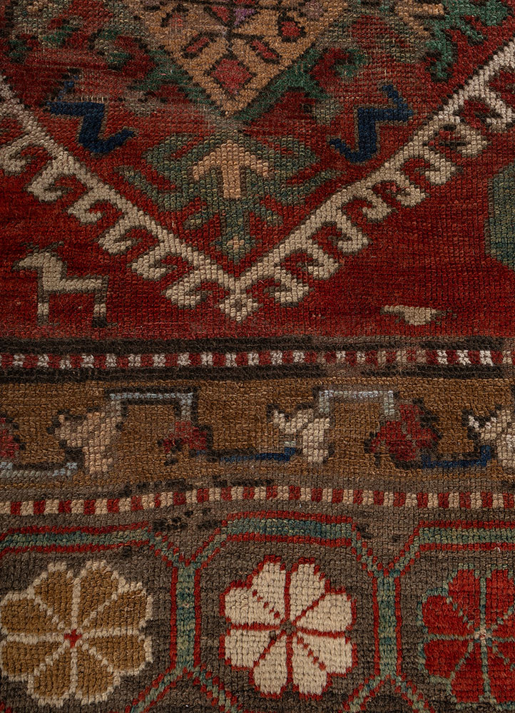 kiaan red and orange wool hand knotted Rug - CloseUp