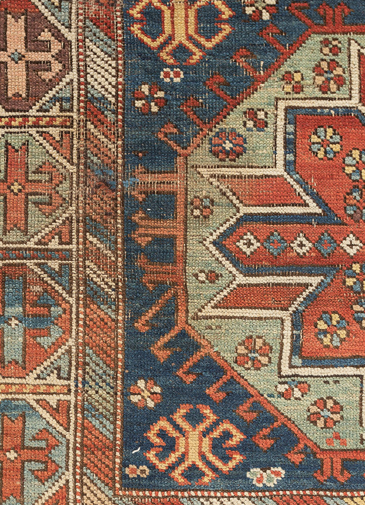 kiaan blue wool hand knotted Rug - CloseUp