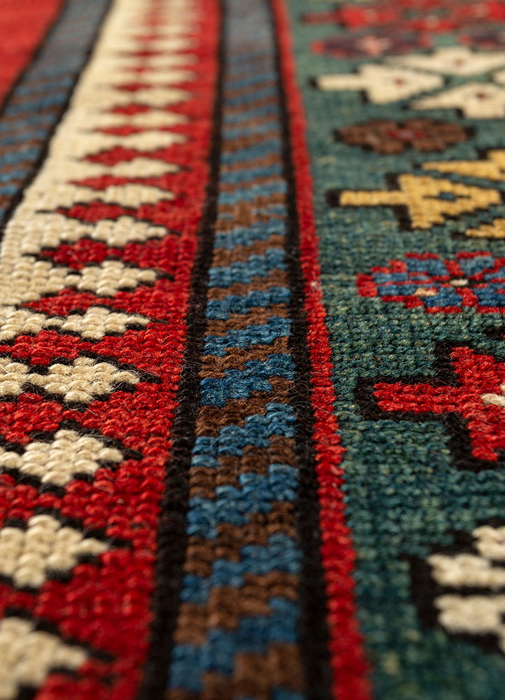 kiaan red and orange wool hand knotted Rug - CloseUp