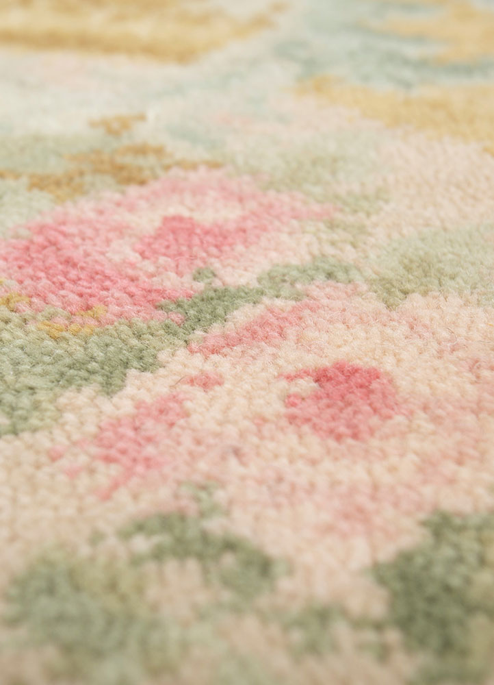 aalam beige and brown wool hand knotted Rug - CloseUp