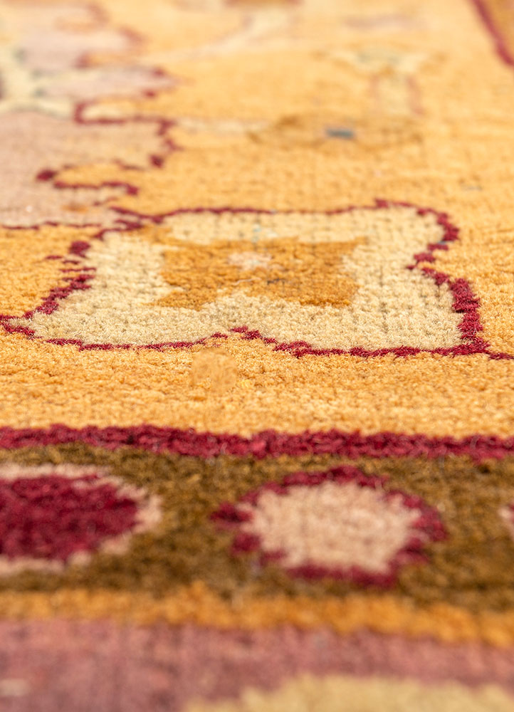 aalam beige and brown wool hand knotted Rug - CloseUp