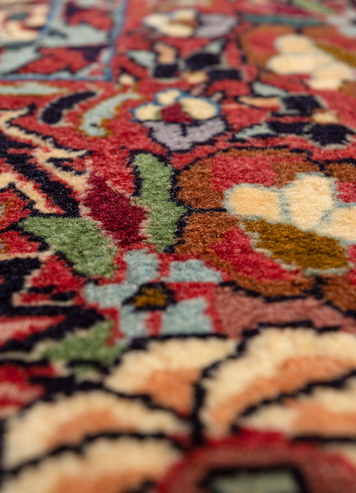 aalam blue wool hand knotted Rug - CloseUp