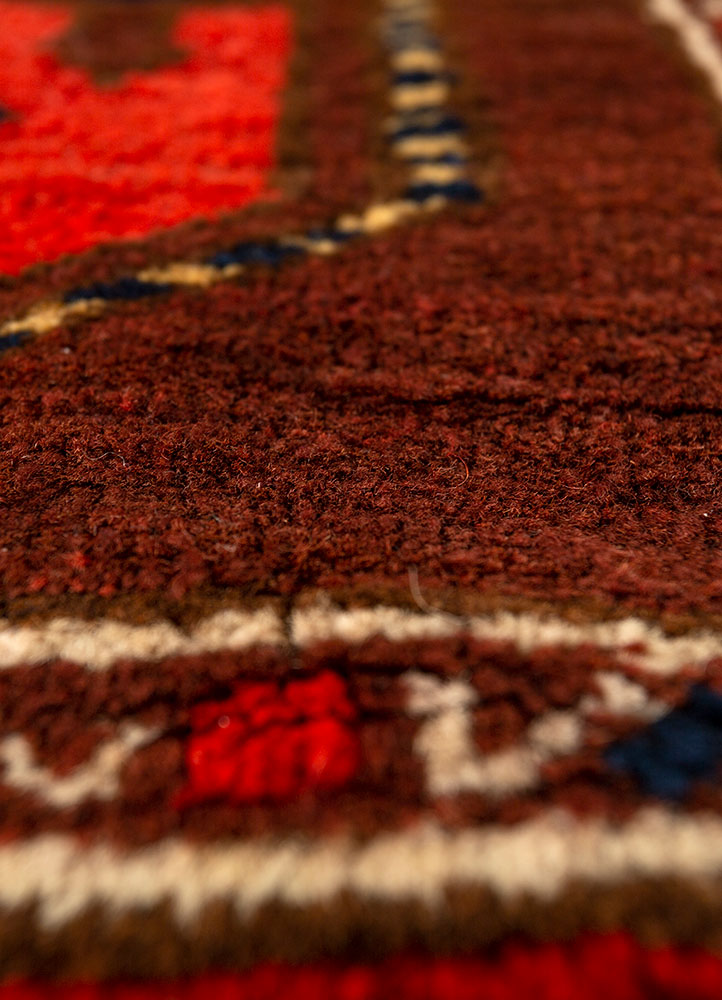 kiaan red and orange wool hand knotted Rug - CloseUp