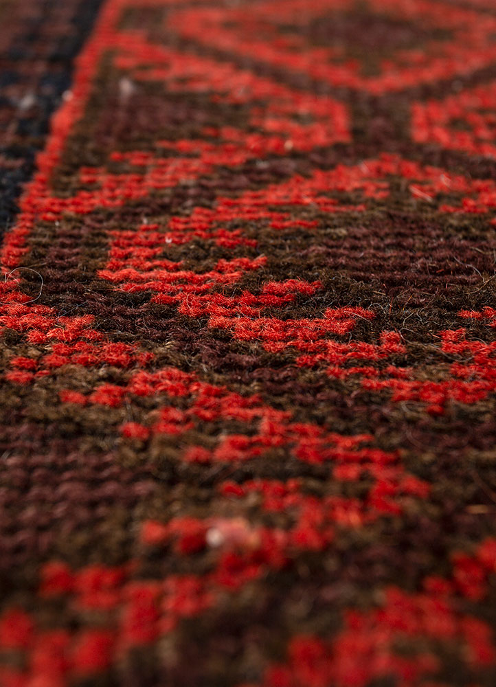 kiaan red and orange wool hand knotted Rug - CloseUp