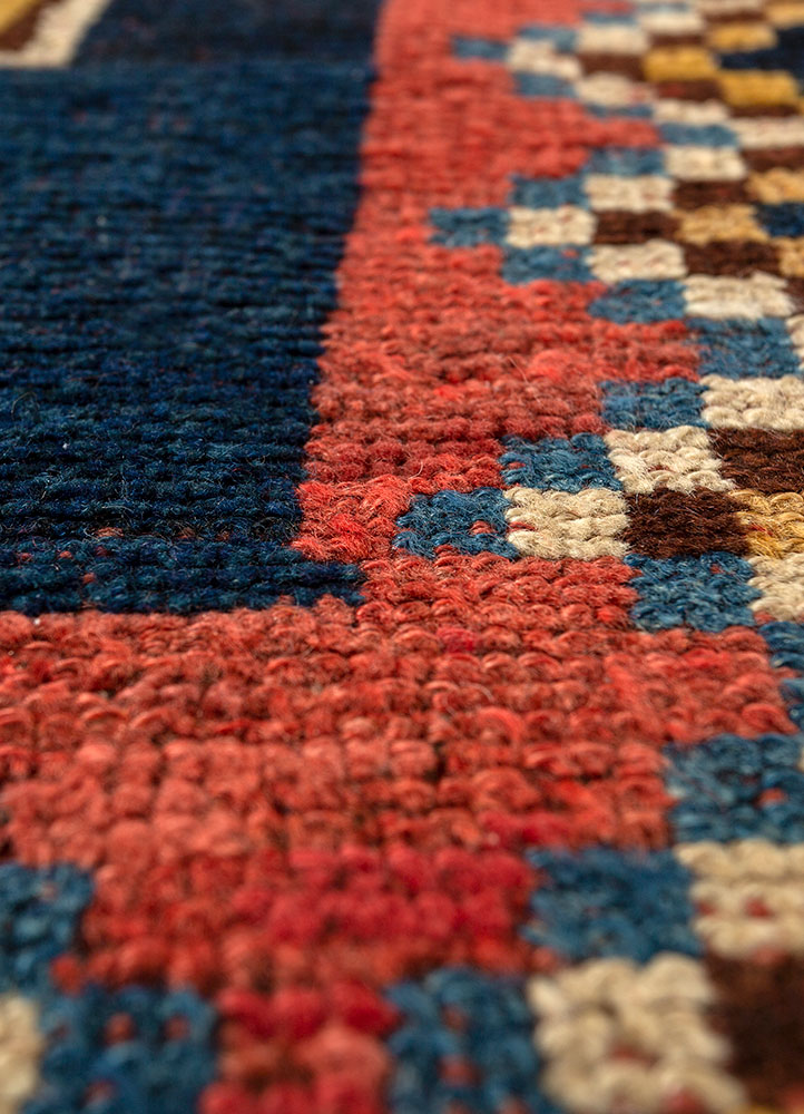 kiaan blue wool hand knotted Rug - CloseUp