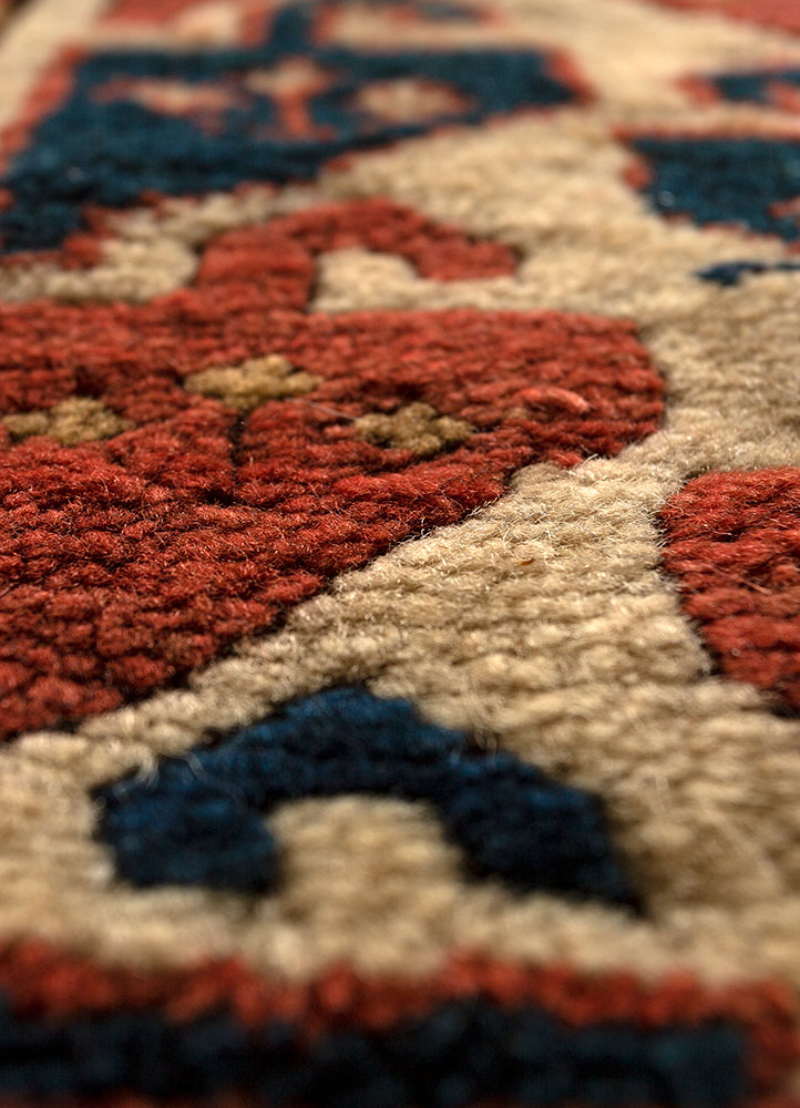 kiaan red and orange wool hand knotted Rug - CloseUp