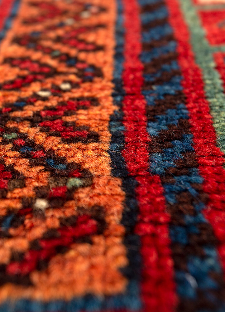 kiaan red and orange wool hand knotted Rug - CloseUp