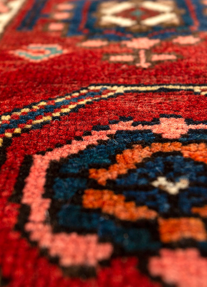 kiaan red and orange wool hand knotted Rug - CloseUp