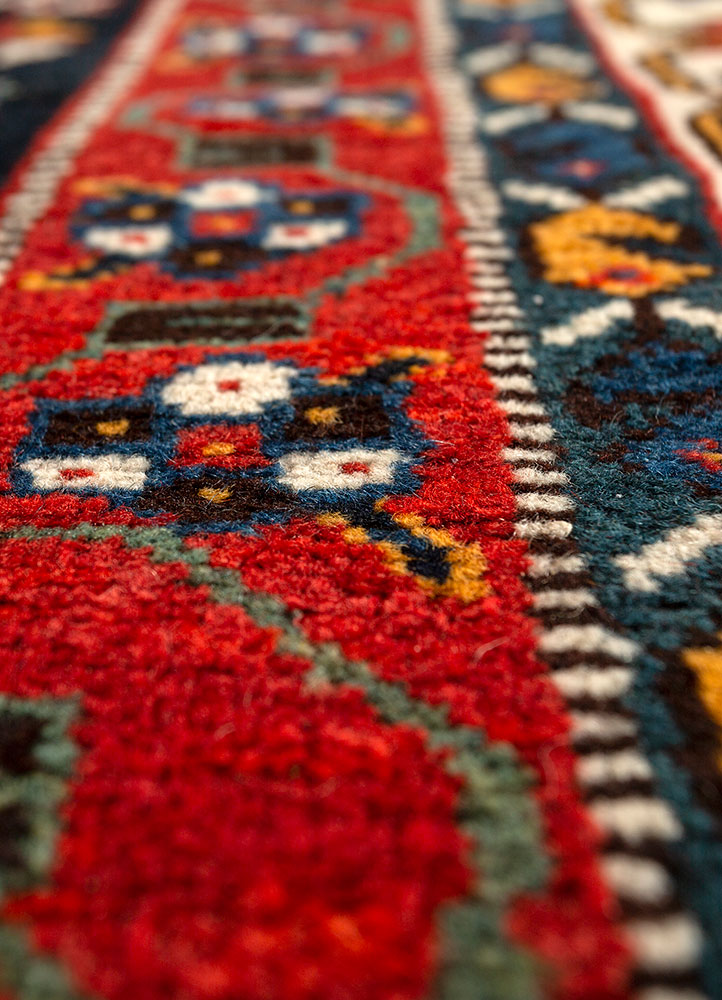 kiaan red and orange wool hand knotted Rug - CloseUp