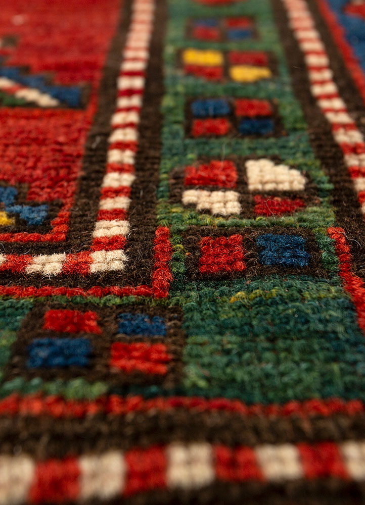 kiaan red and orange wool hand knotted Rug - CloseUp