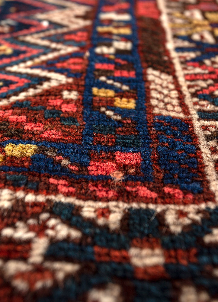 aalam blue wool hand knotted Rug - CloseUp