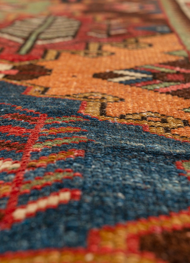 aalam beige and brown wool hand knotted Rug - CloseUp