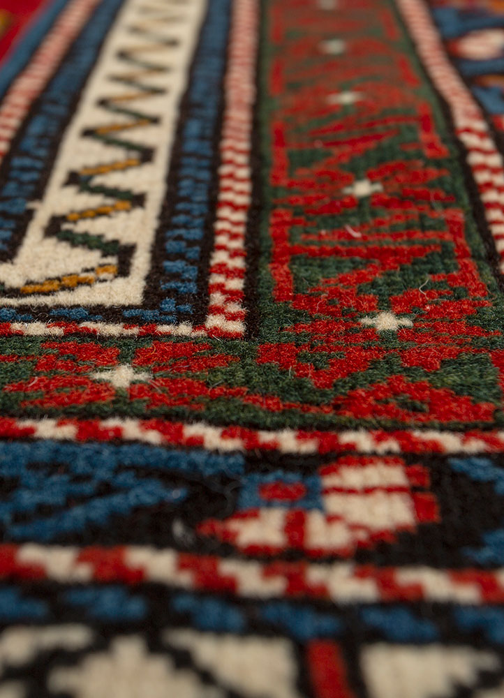 aalam blue wool hand knotted Rug - CloseUp